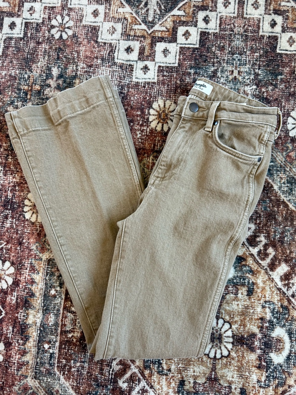 Wrangler Wide Leg Jeans in Tan - Picture 2 of 5